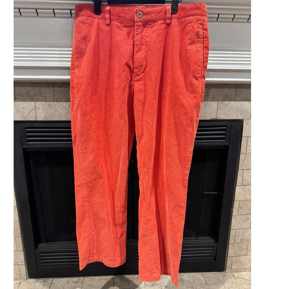 Vineyard Vines Mens Corduroy Pants 35x30 Orange Straight Leg Wide Wale Cotton
